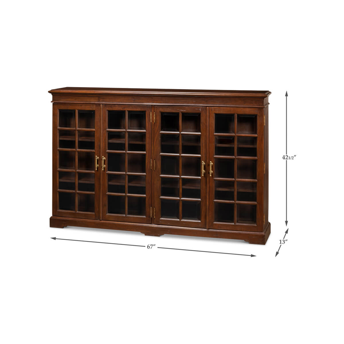 Rustic Country Walnut Low Bookcase - English Georgian America