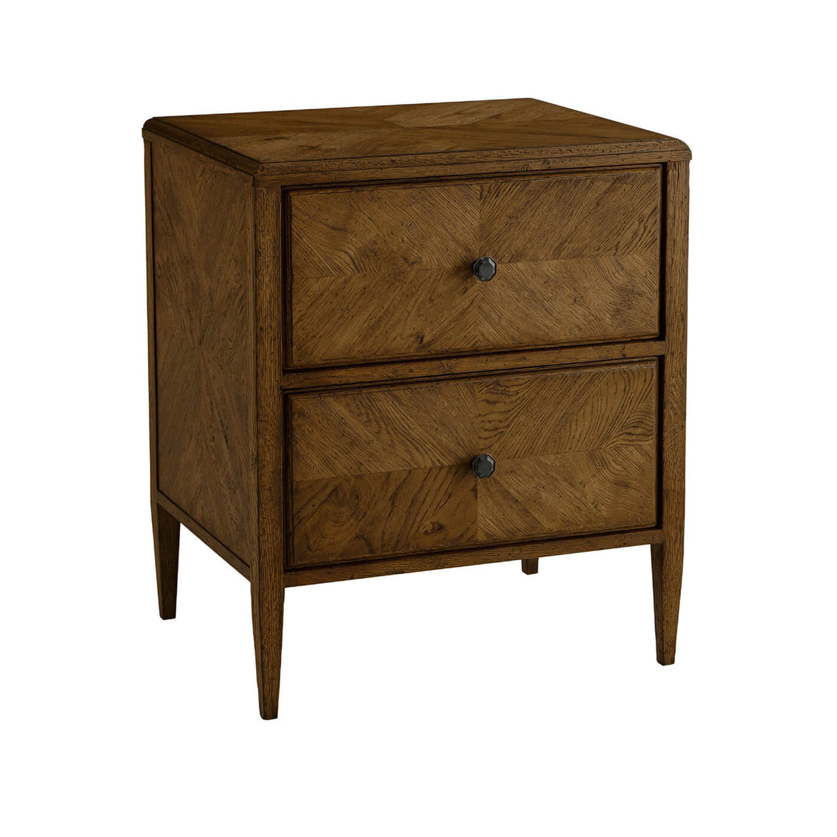 Rustic Dark Oak Nightstand - English Georgian America