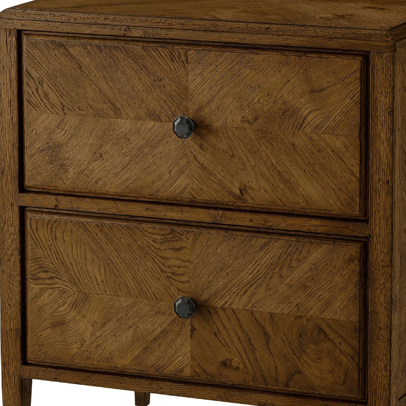 Rustic Dark Oak Nightstand - English Georgian America