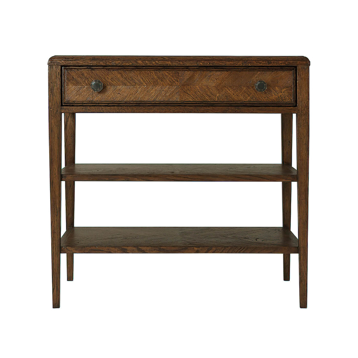 Rustic Dark Oak Nightstand - English Georgian America