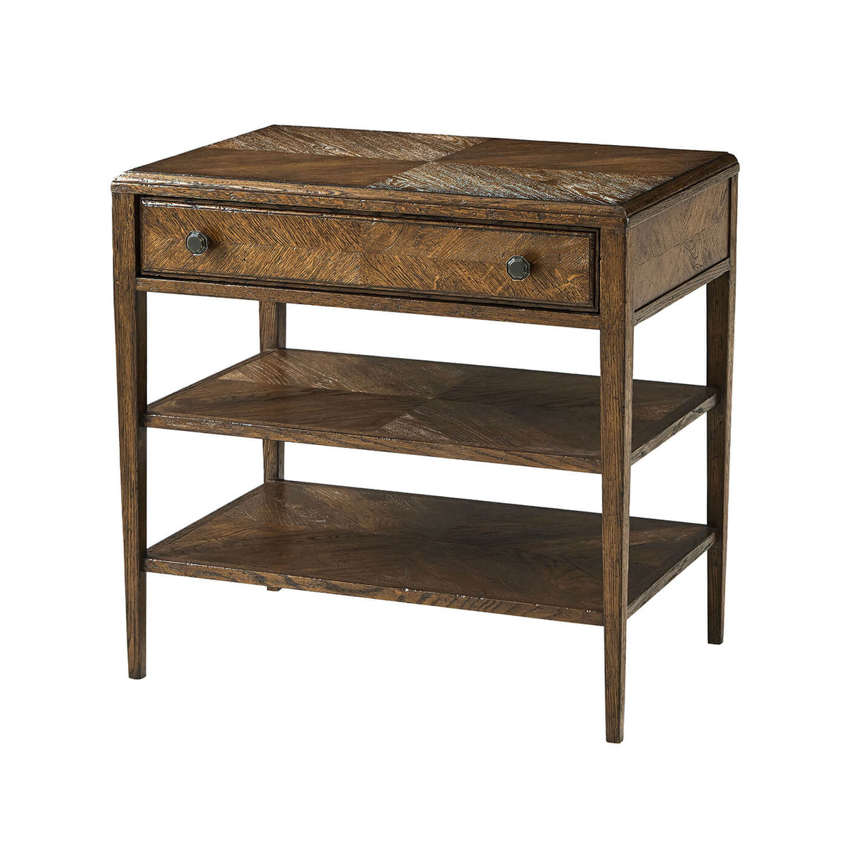 Rustic Dark Oak Nightstand - English Georgian America