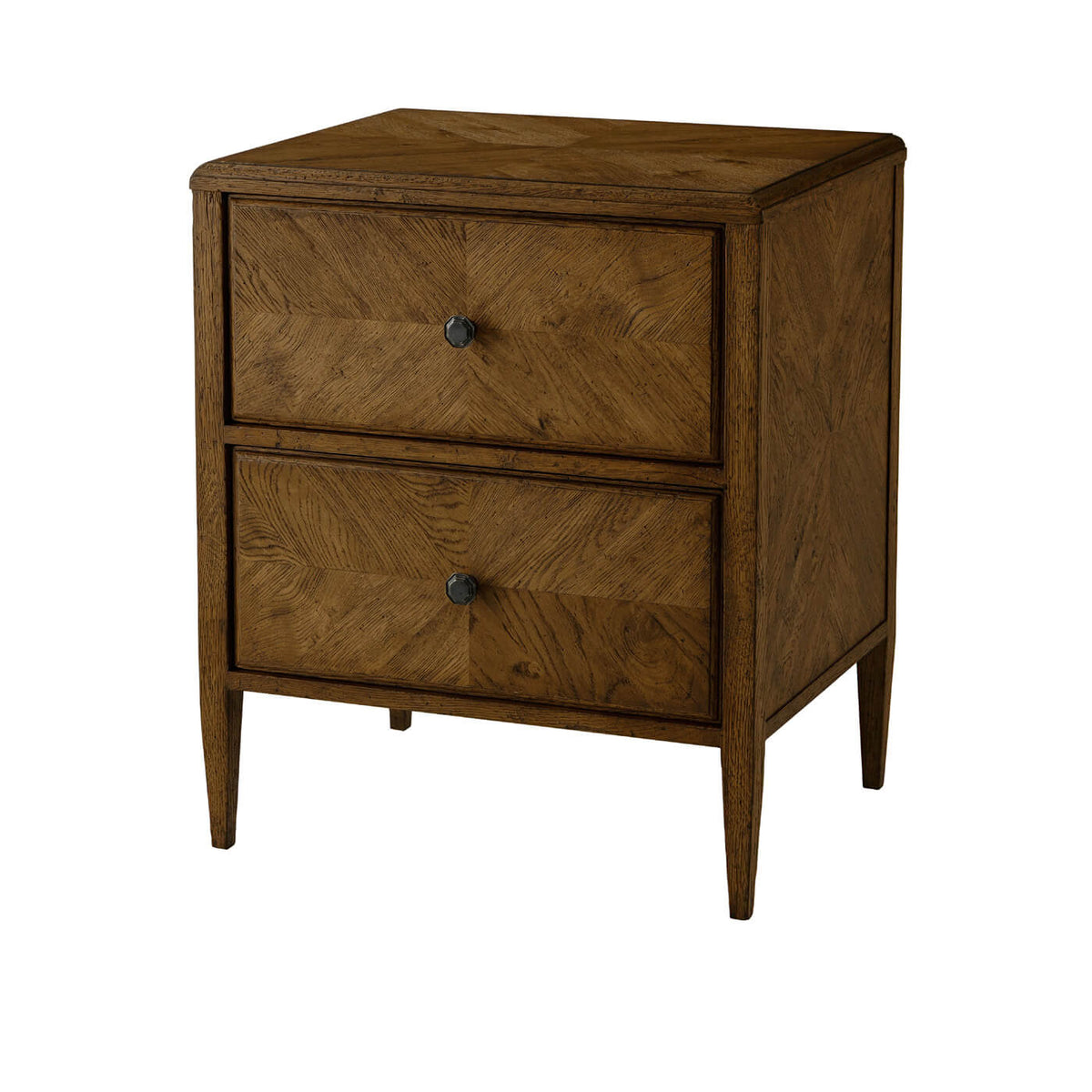 Rustic Dark Oak Nightstand - English Georgian America