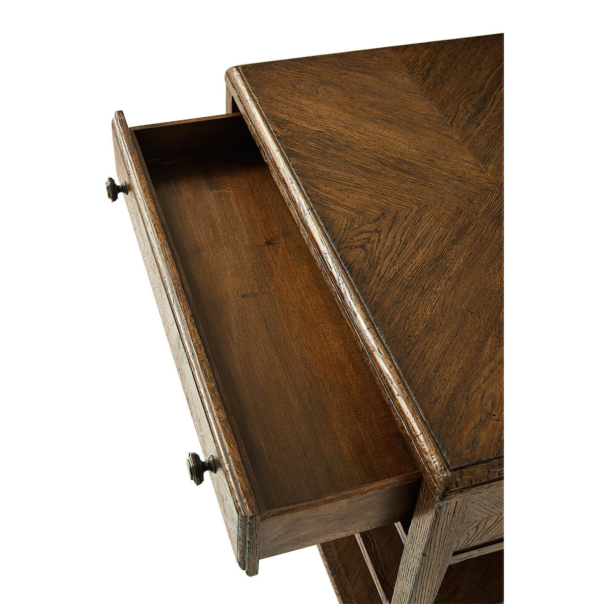 Rustic Dark Oak Nightstand - English Georgian America