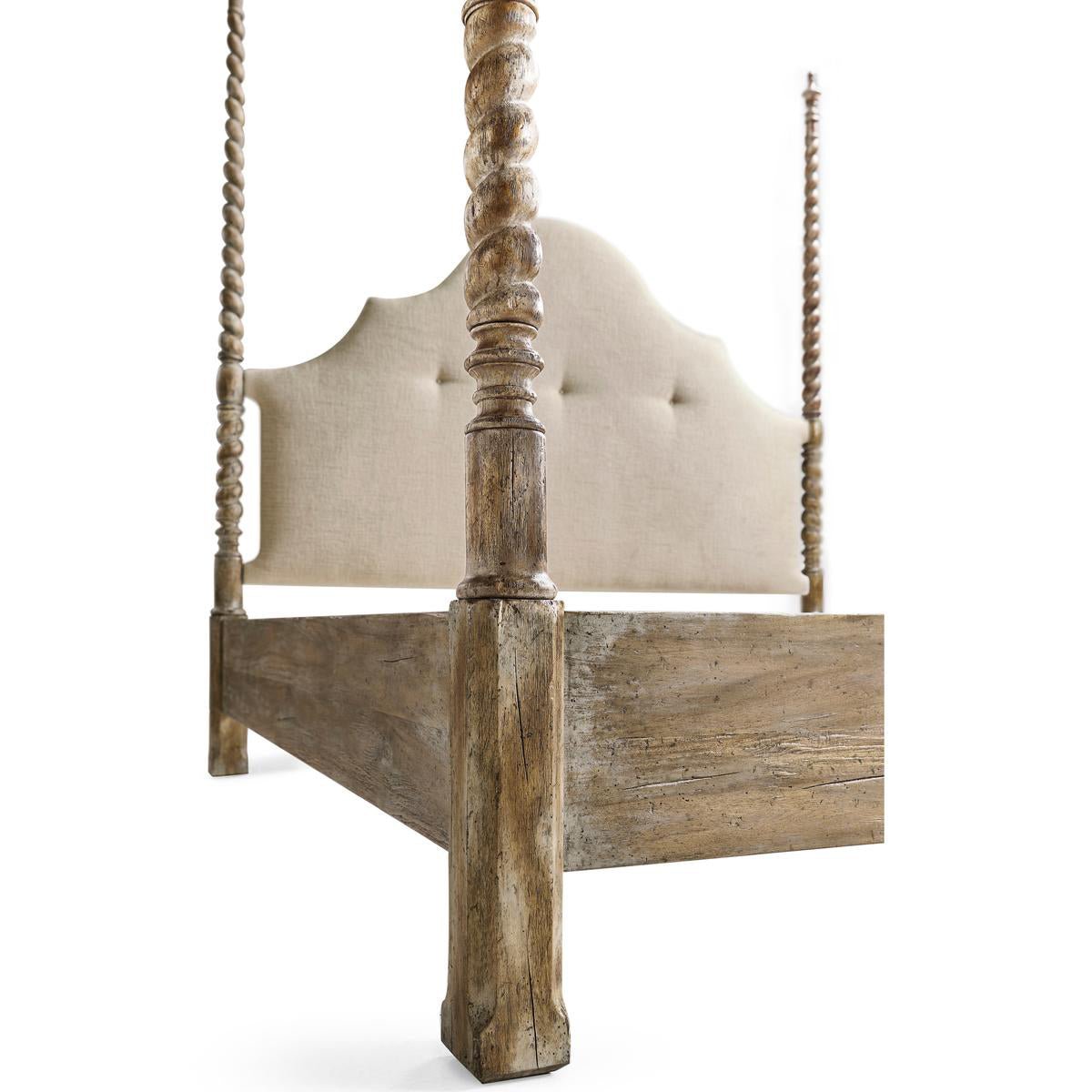 Detailed view of rustic poster bed post design.