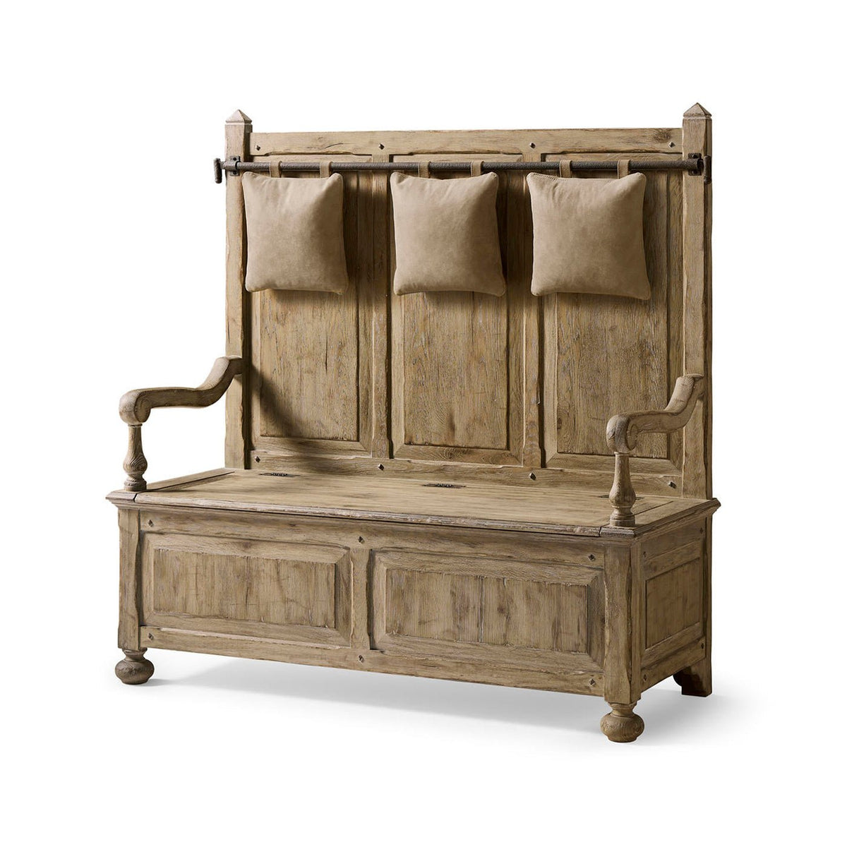 Rustic Farmhouse Hall Bench with Storage - English Georgian America