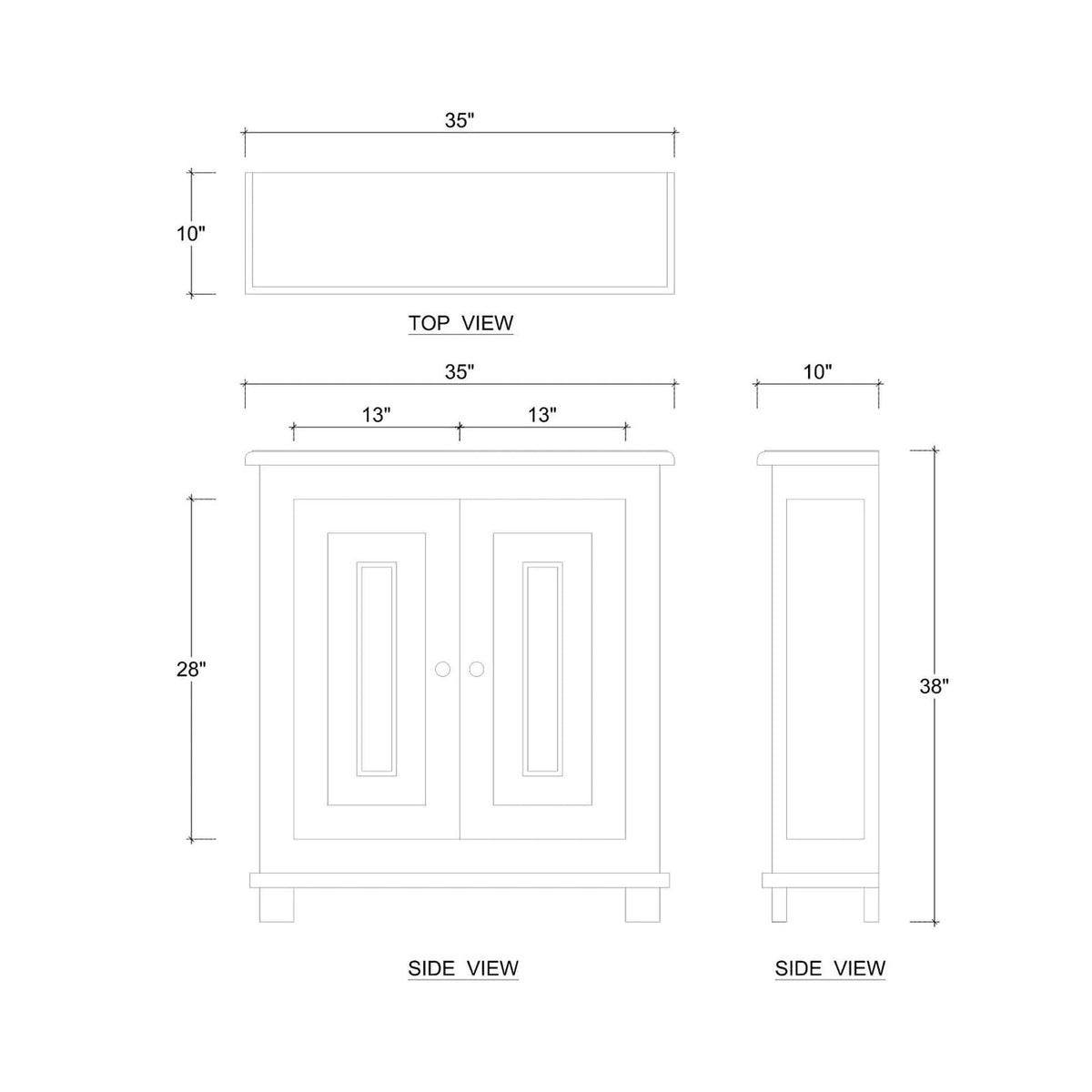 Rustic Farmhouse Side Cabinet - Ocean Blue - English Georgian America