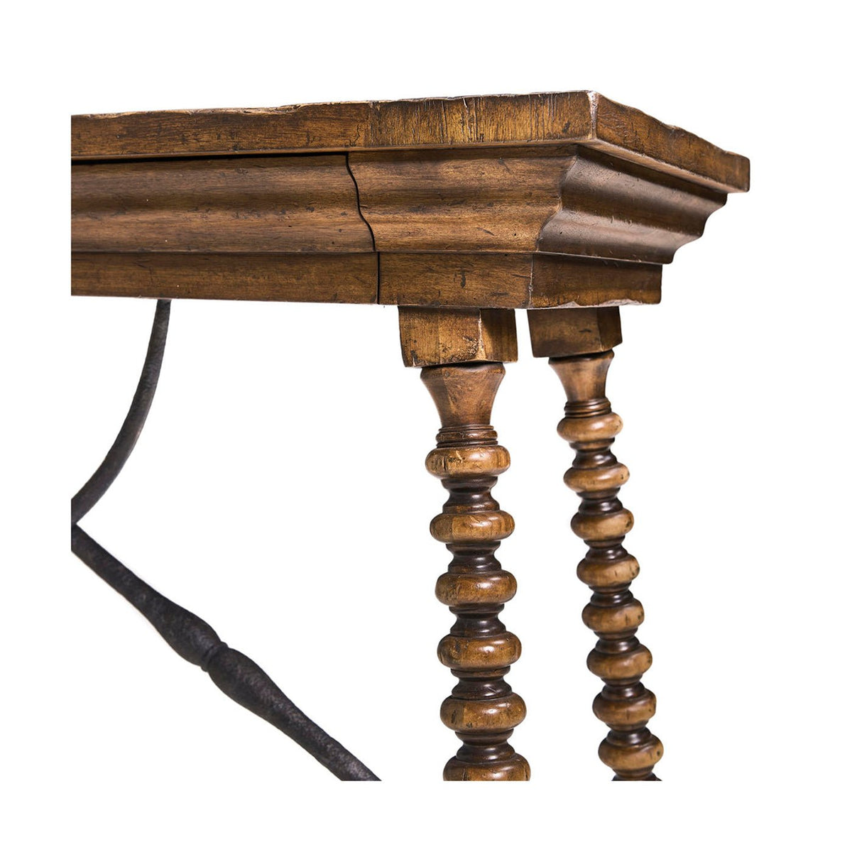 Rustic Farmhouse Spool - Leg Console Table - English Georgian America