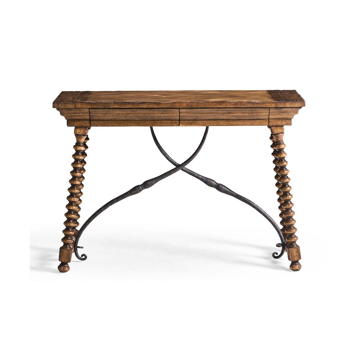 Rustic Farmhouse Spool - Leg Console Table - English Georgian America