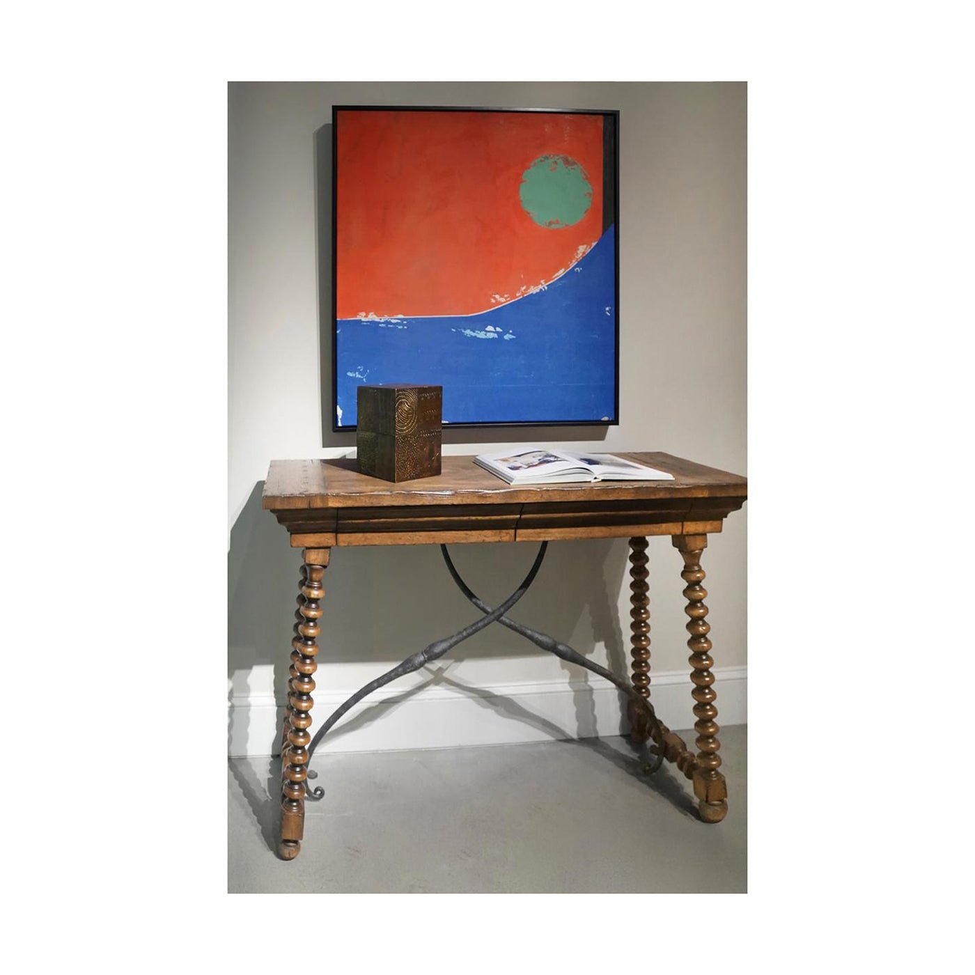 Rustic Farmhouse Spool - Leg Console Table - English Georgian America