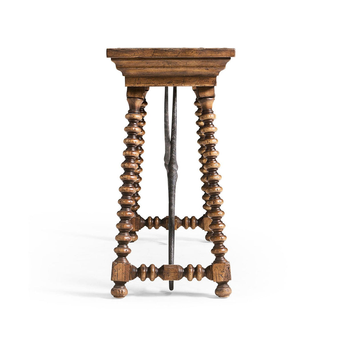 Rustic Farmhouse Spool - Leg Console Table - English Georgian America
