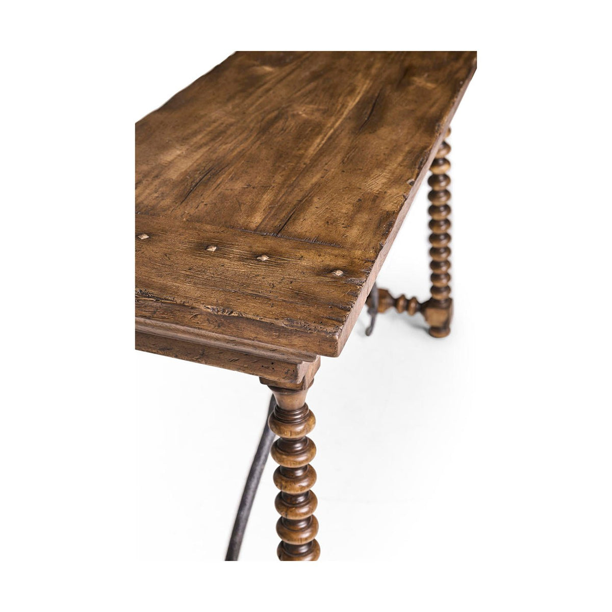 Rustic Farmhouse Spool - Leg Console Table - English Georgian America