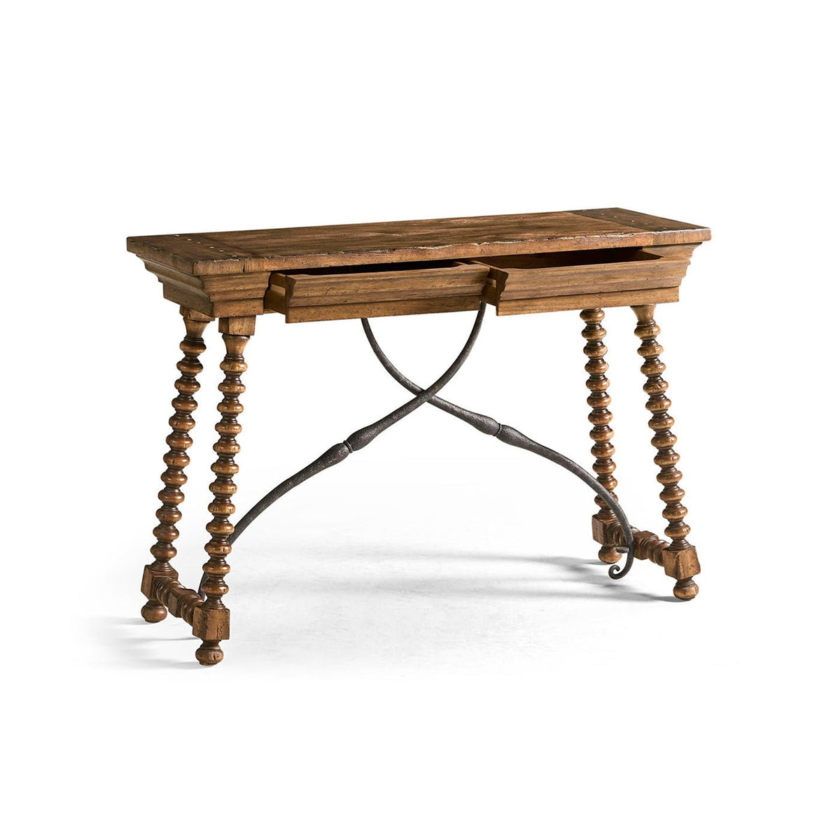 Rustic Farmhouse Spool - Leg Console Table - English Georgian America