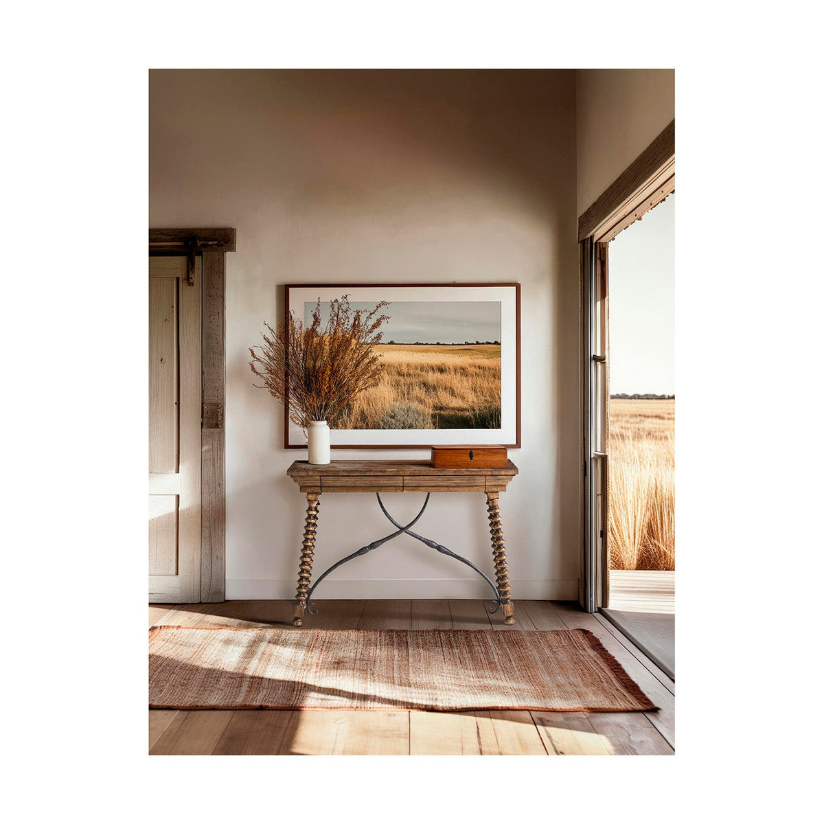 Rustic Farmhouse Spool - Leg Console Table - English Georgian America