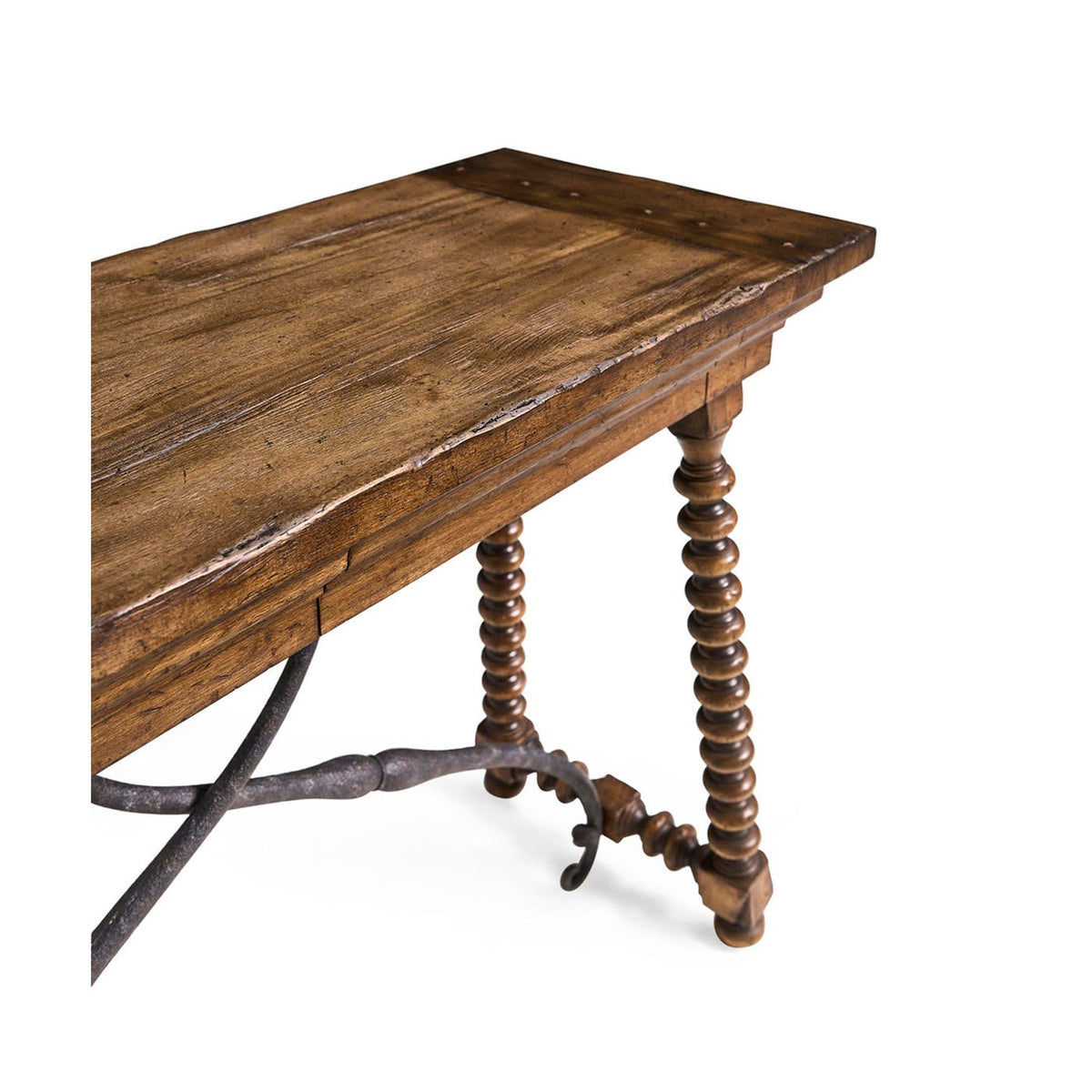 Rustic Farmhouse Spool - Leg Console Table - English Georgian America