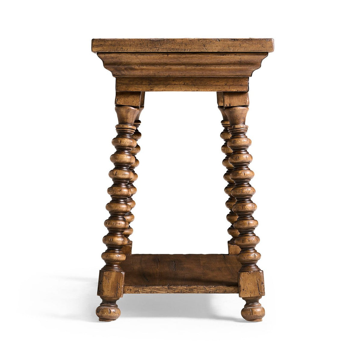 Rustic Farmhouse Spool - Leg End Table - English Georgian America