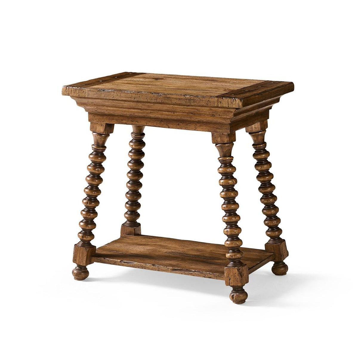Rustic Farmhouse Spool - Leg End Table - English Georgian America