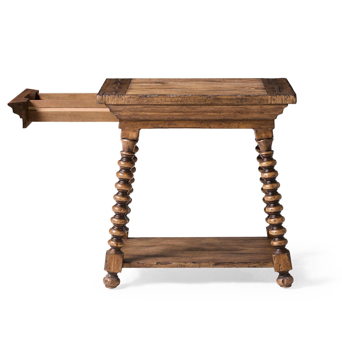 Rustic Farmhouse Spool - Leg End Table - English Georgian America
