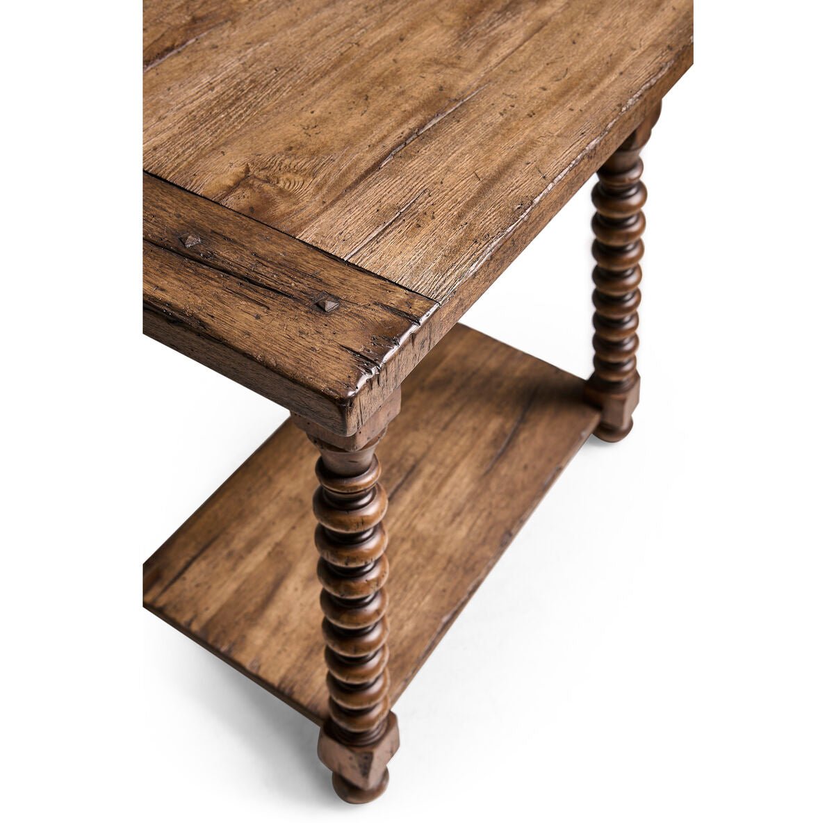 Rustic Farmhouse Spool - Leg End Table - English Georgian America