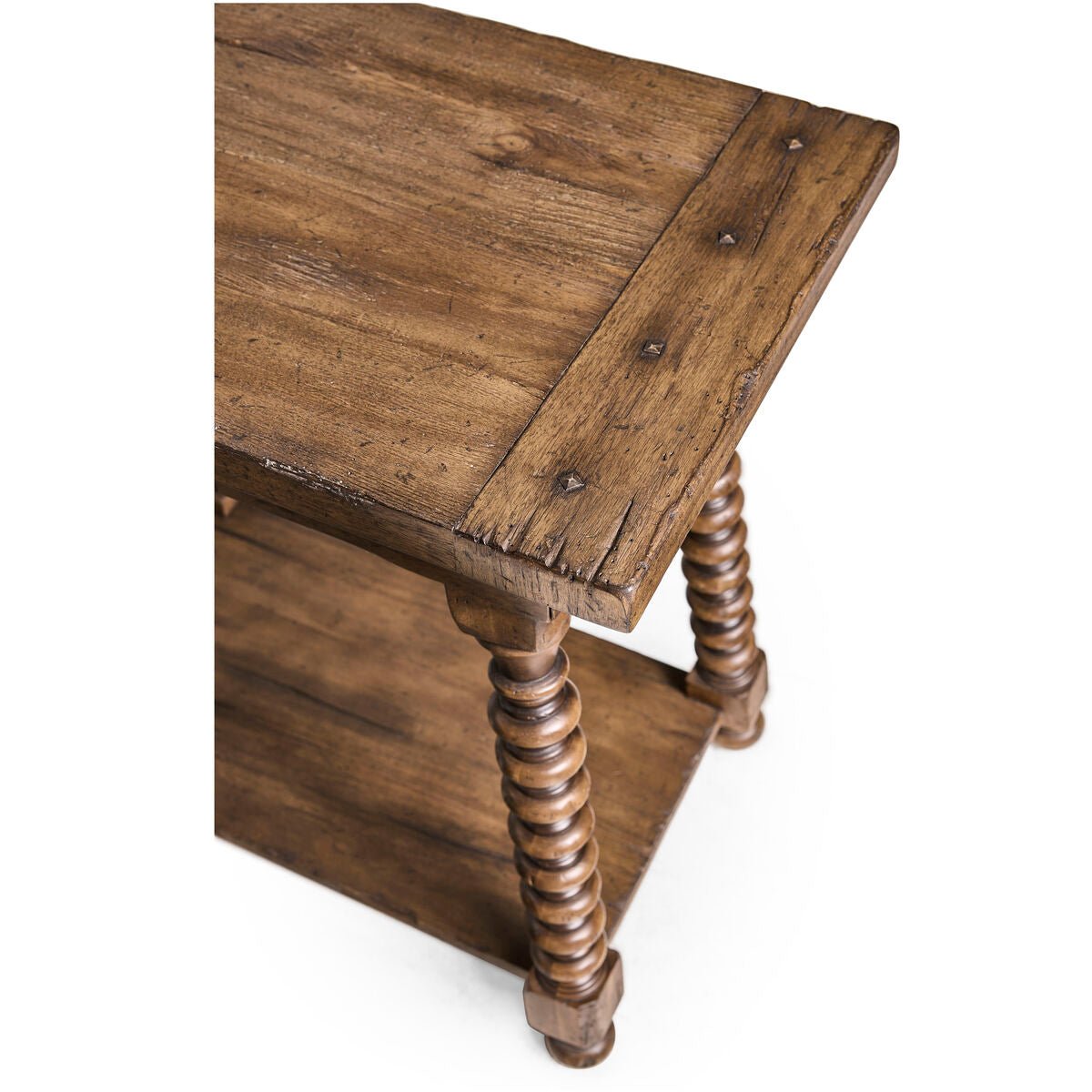 Rustic Farmhouse Spool - Leg End Table - English Georgian America