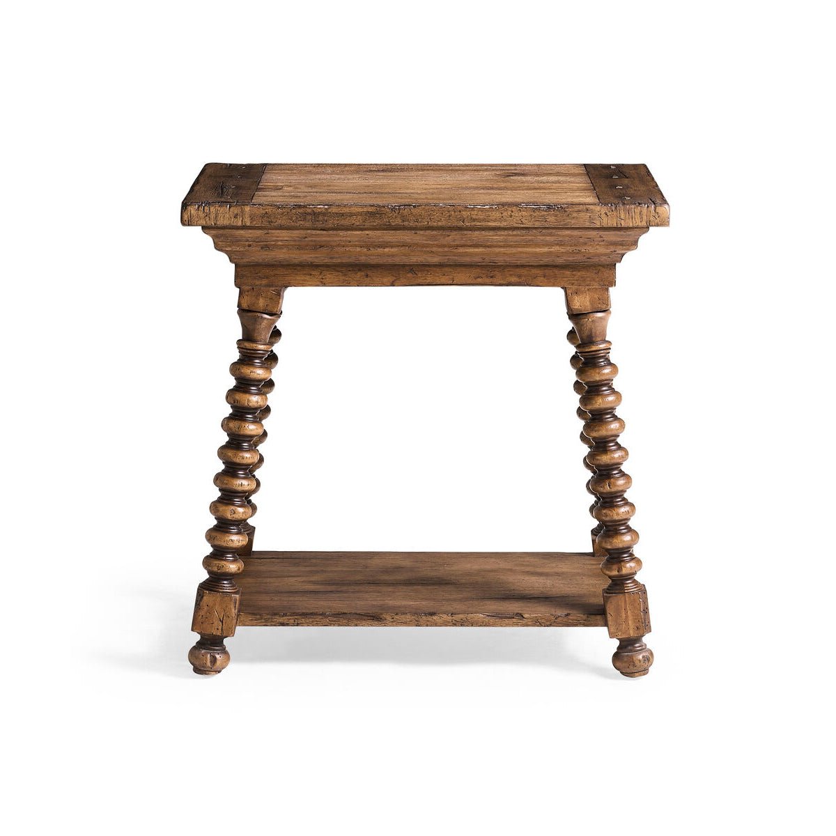 Rustic Farmhouse Spool - Leg End Table - English Georgian America