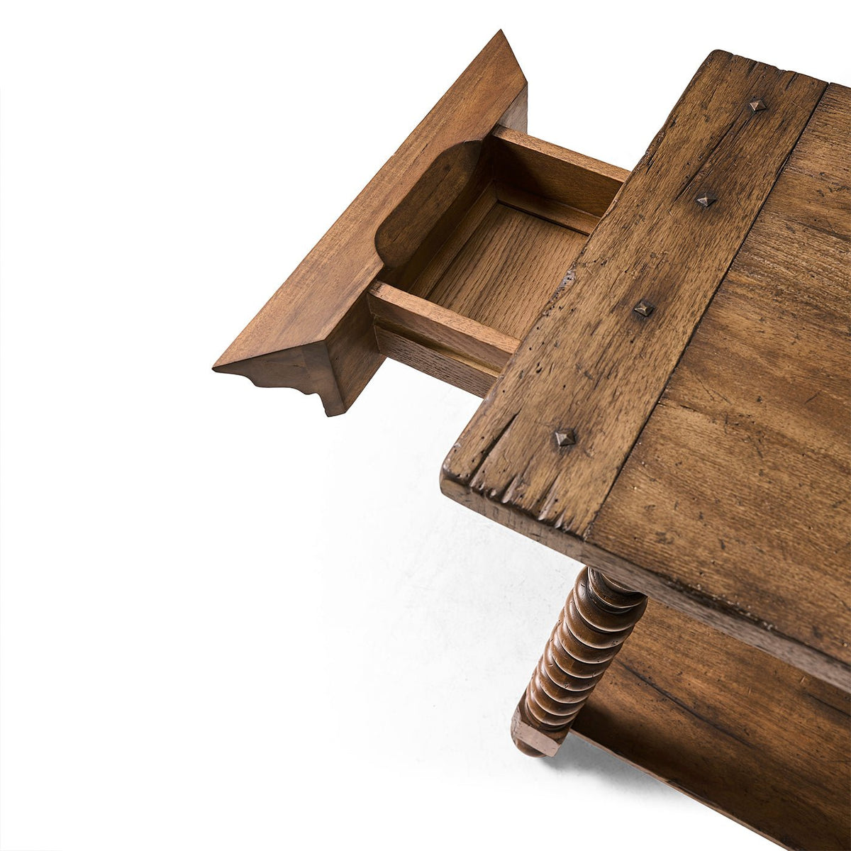 Rustic Farmhouse Spool - Leg End Table - English Georgian America