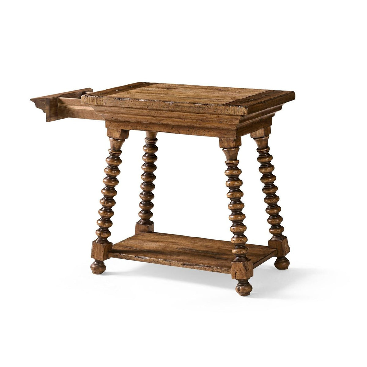Rustic Farmhouse Spool - Leg End Table - English Georgian America