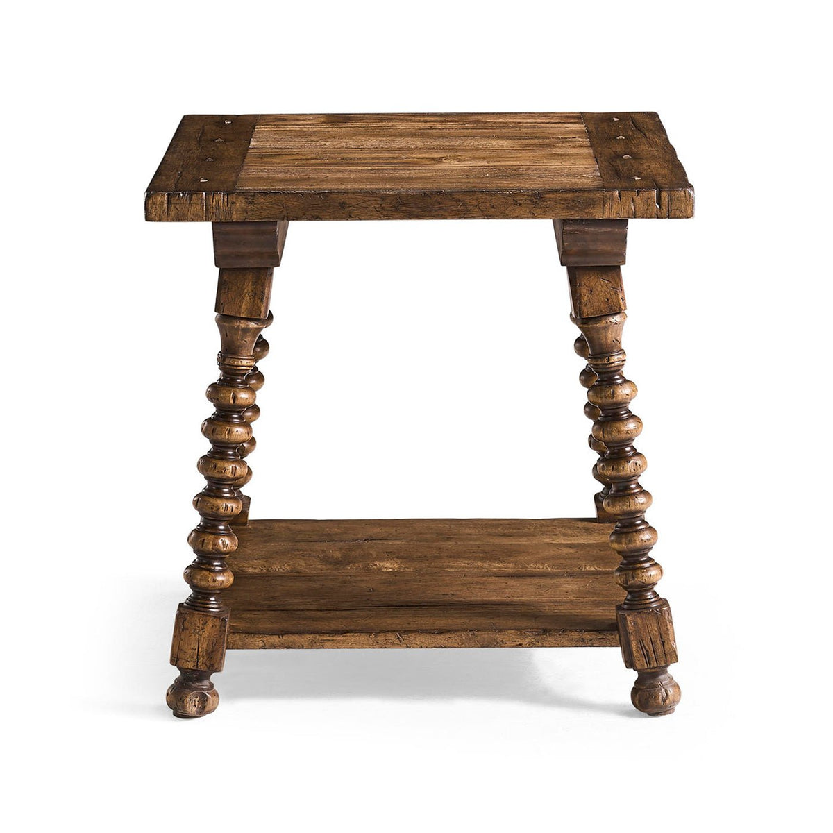 Rustic Farmhouse Spool - Leg Side Table - English Georgian America