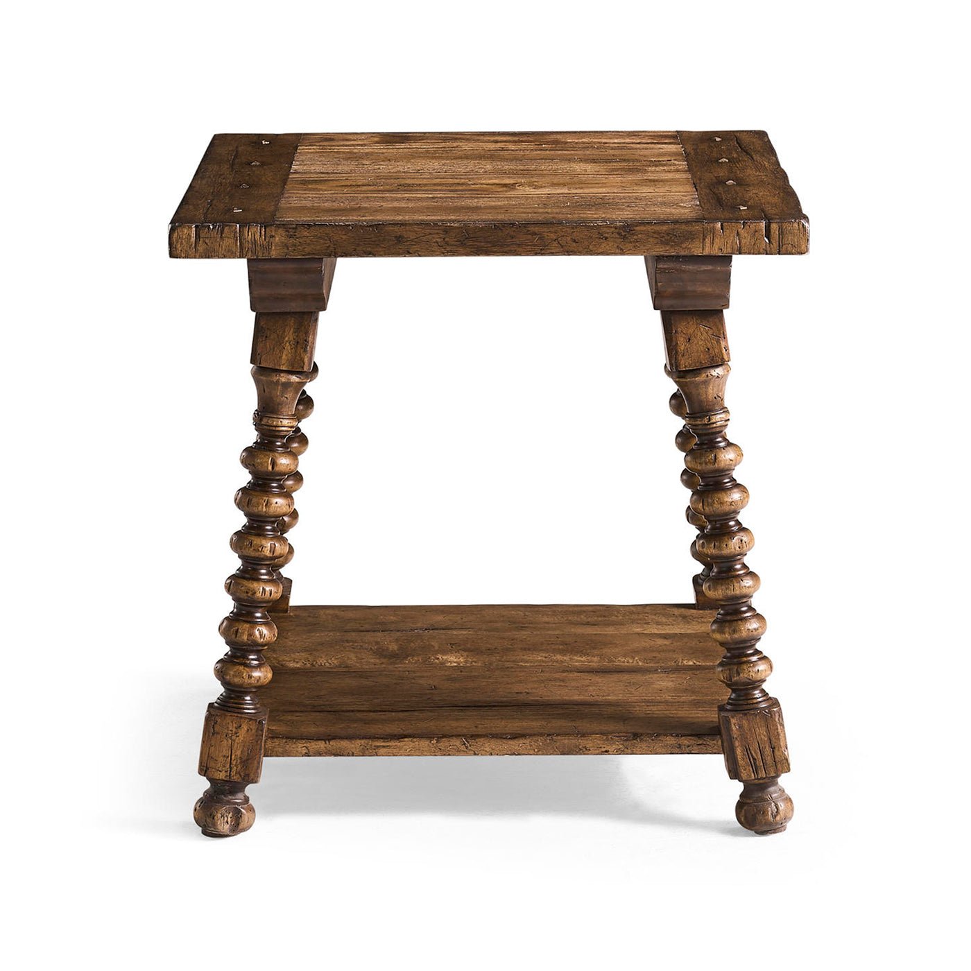 Rustic Farmhouse Spool - Leg Side Table - English Georgian America