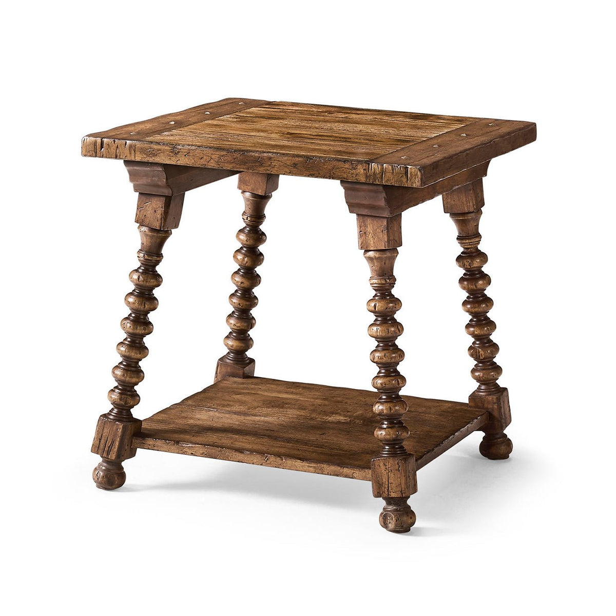 Rustic Farmhouse Spool - Leg Side Table - English Georgian America