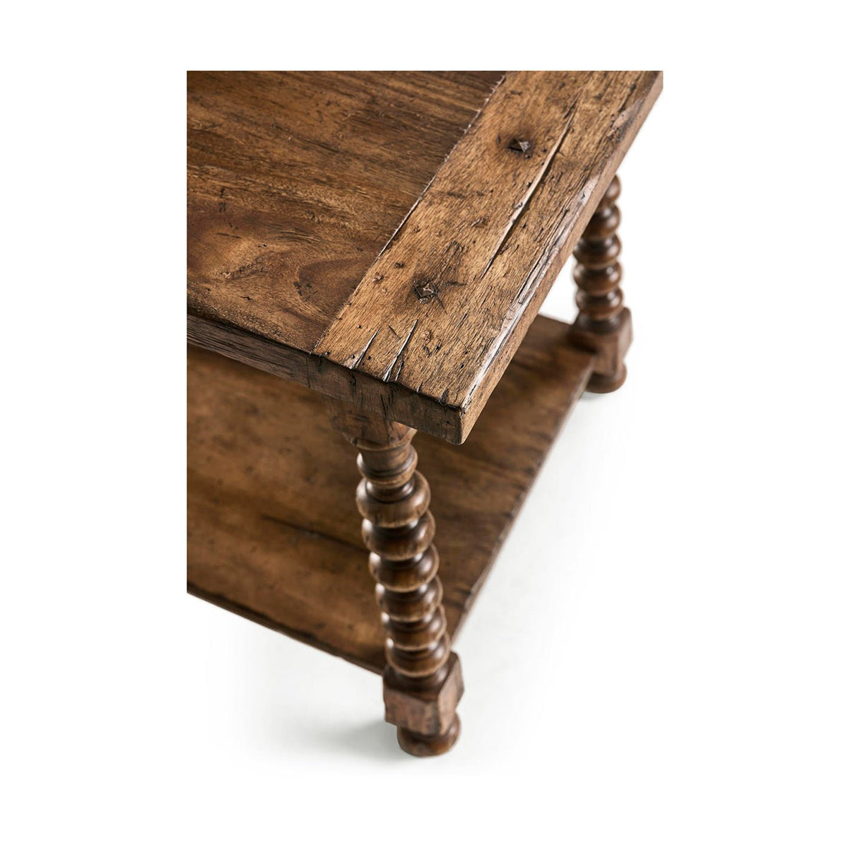 Rustic Farmhouse Spool - Leg Side Table - English Georgian America