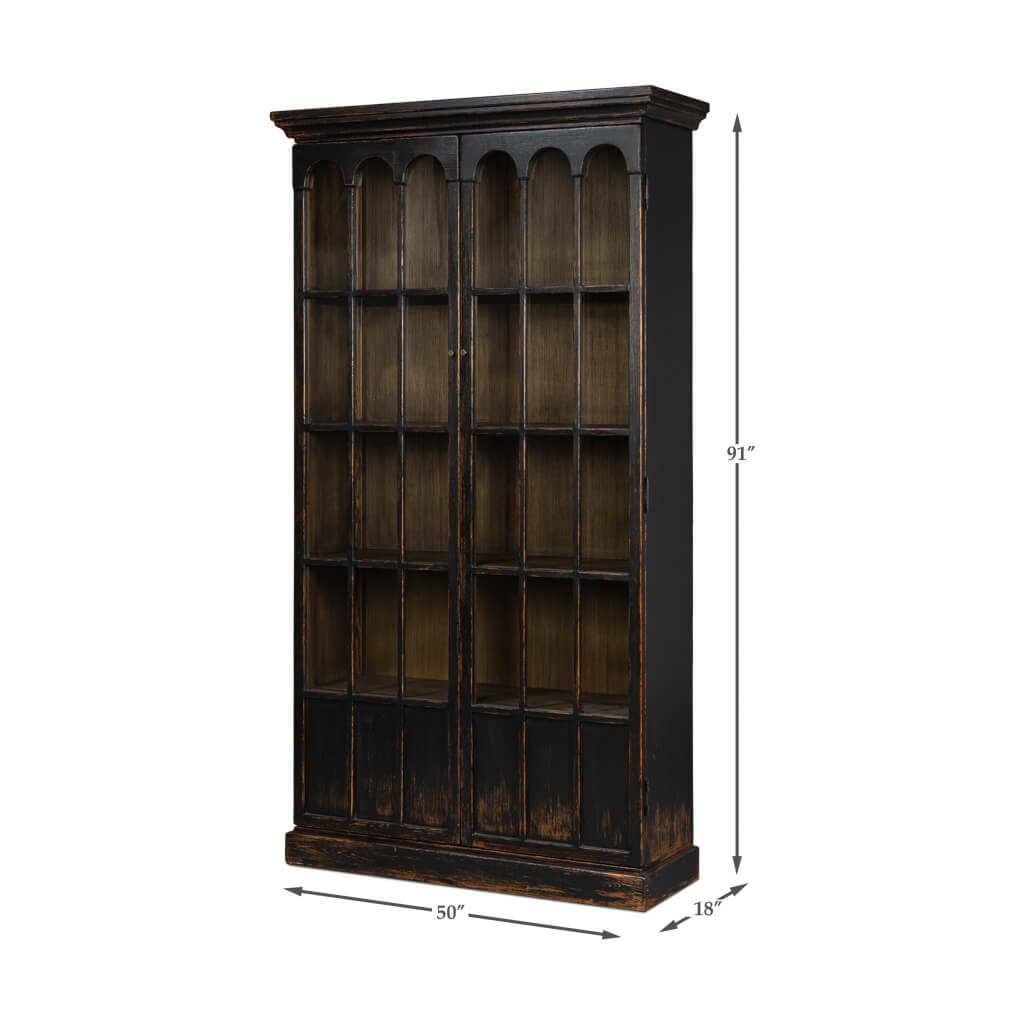 Rustic Farmhouse Style Black Bookcase - English Georgian America