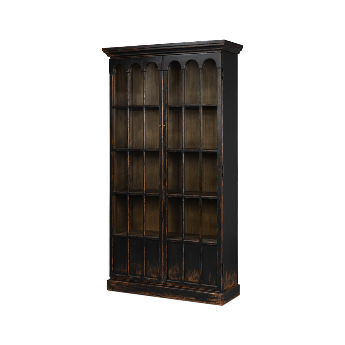 Rustic Farmhouse Style Black Bookcase - English Georgian America
