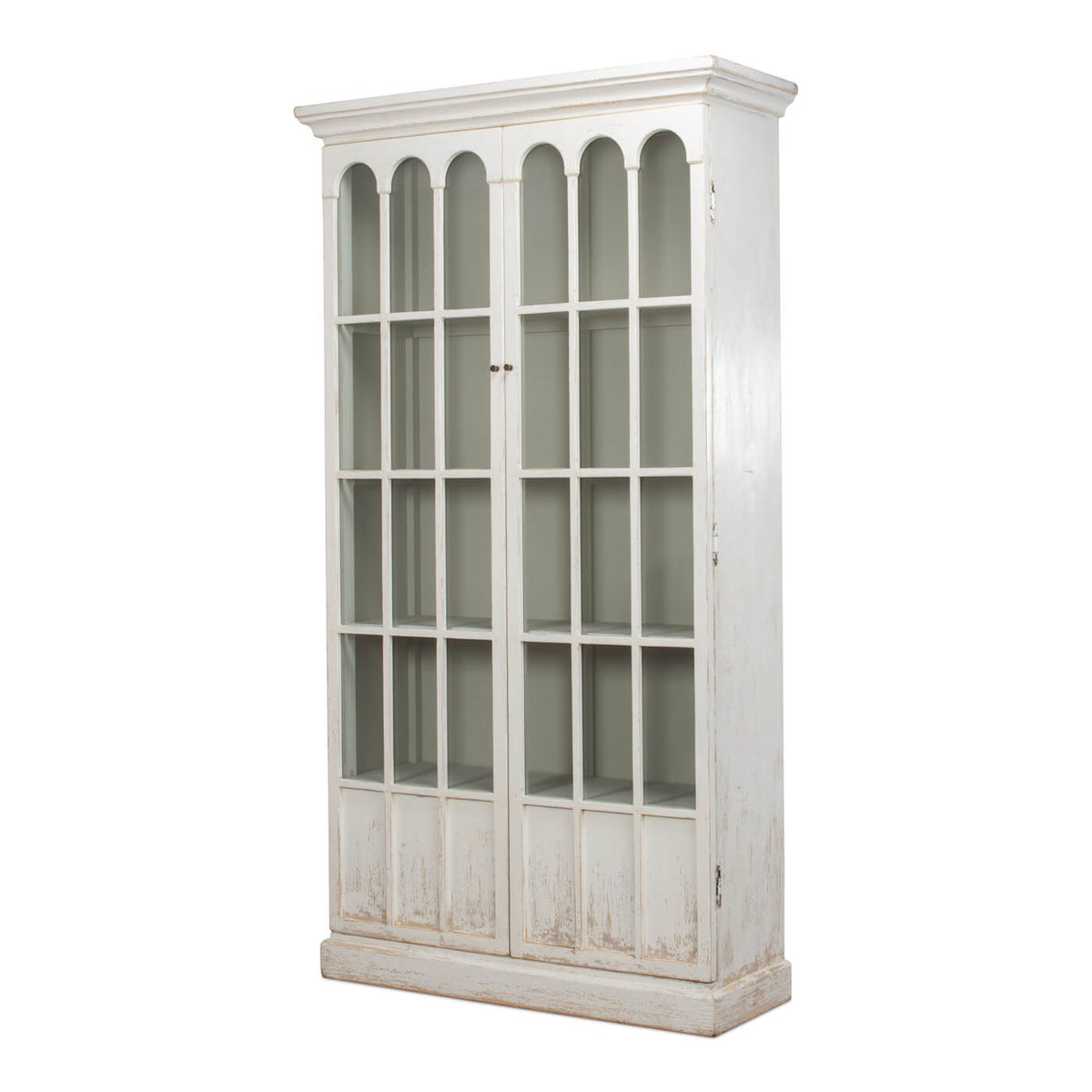Rustic Farmhouse Style Whitewashed Bookcase - English Georgian America