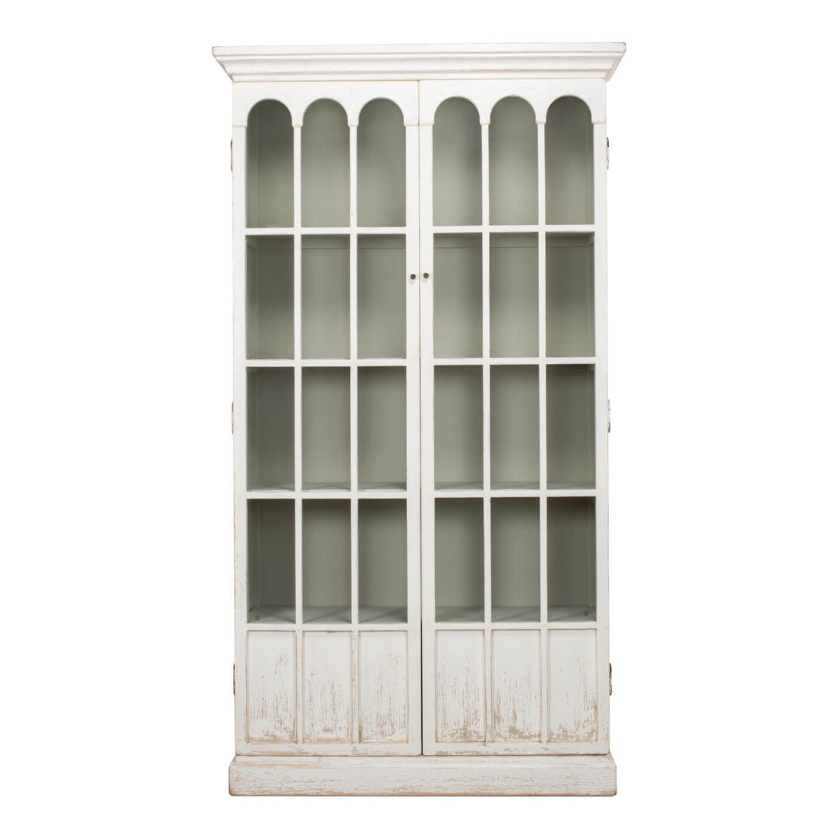 Rustic Farmhouse Style Whitewashed Bookcase - English Georgian America