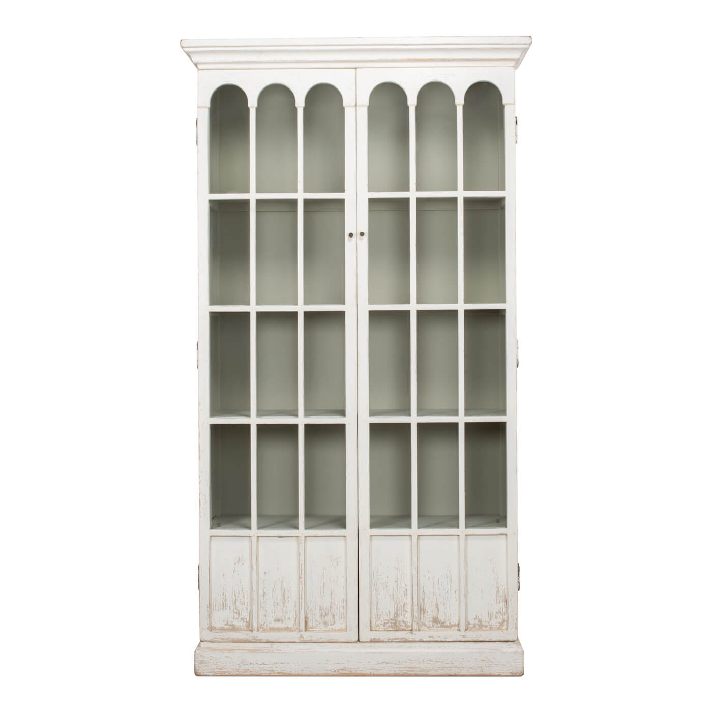 Rustic Farmhouse Style Whitewashed Bookcase - English Georgian America