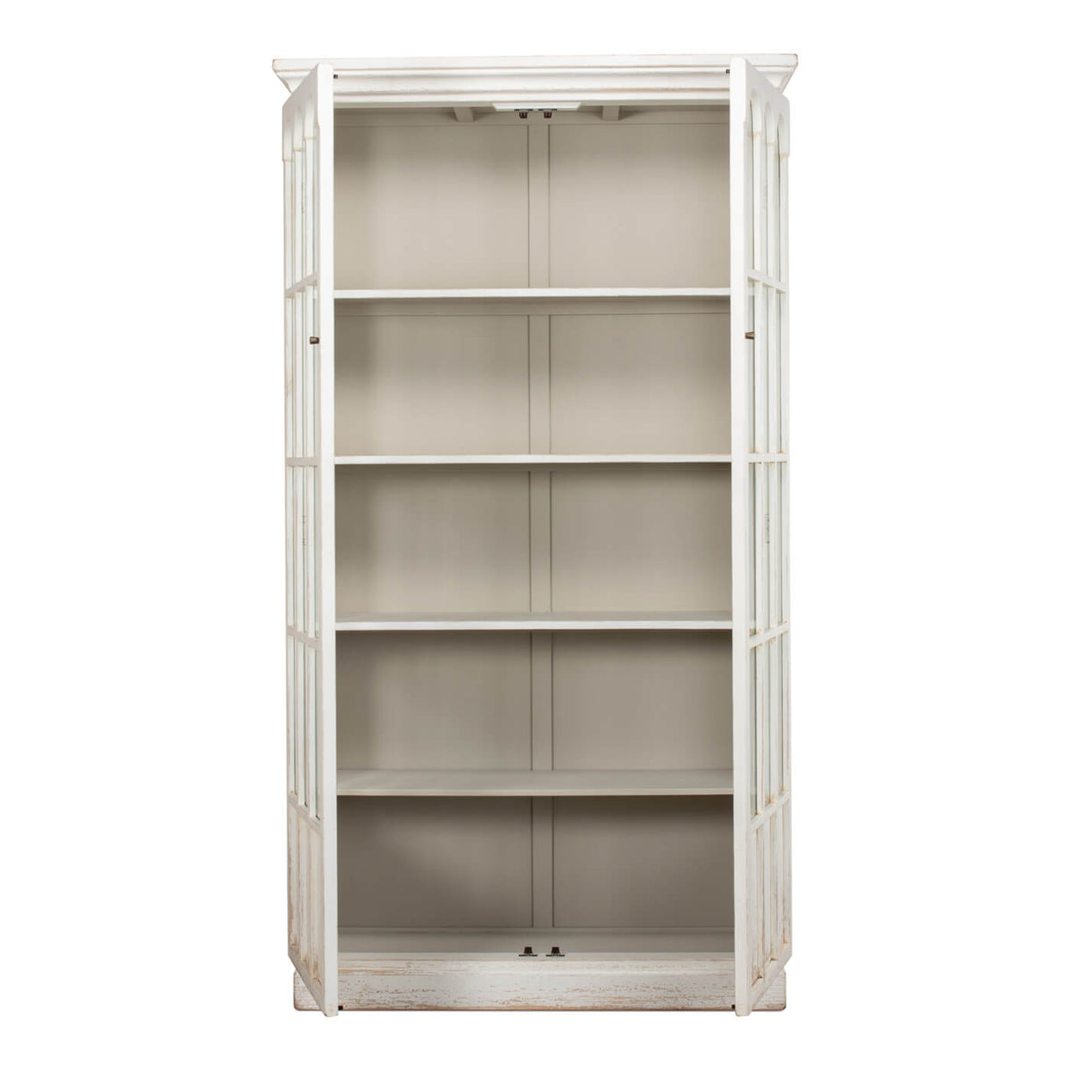 Rustic Farmhouse Style Whitewashed Bookcase - English Georgian America