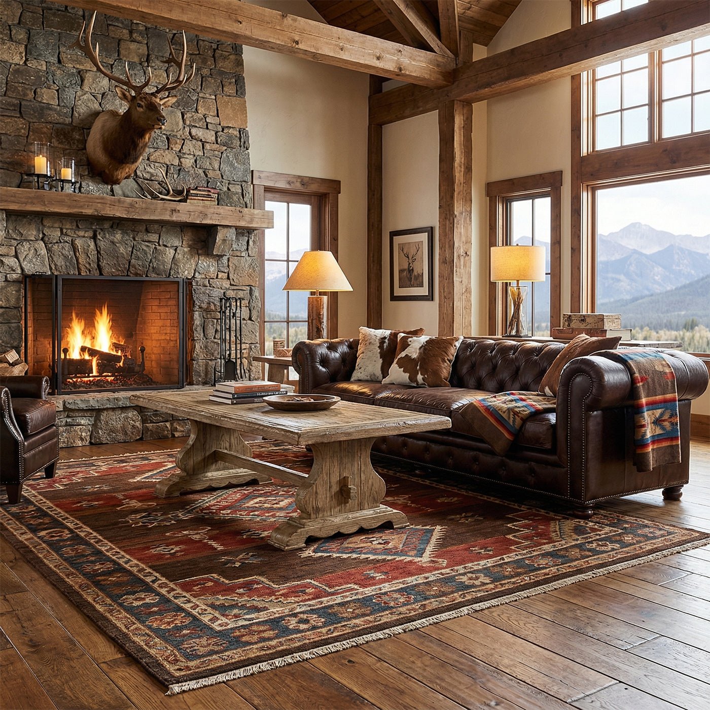 Rustic Farmhouse Trestle Coffee Table - English Georgian America