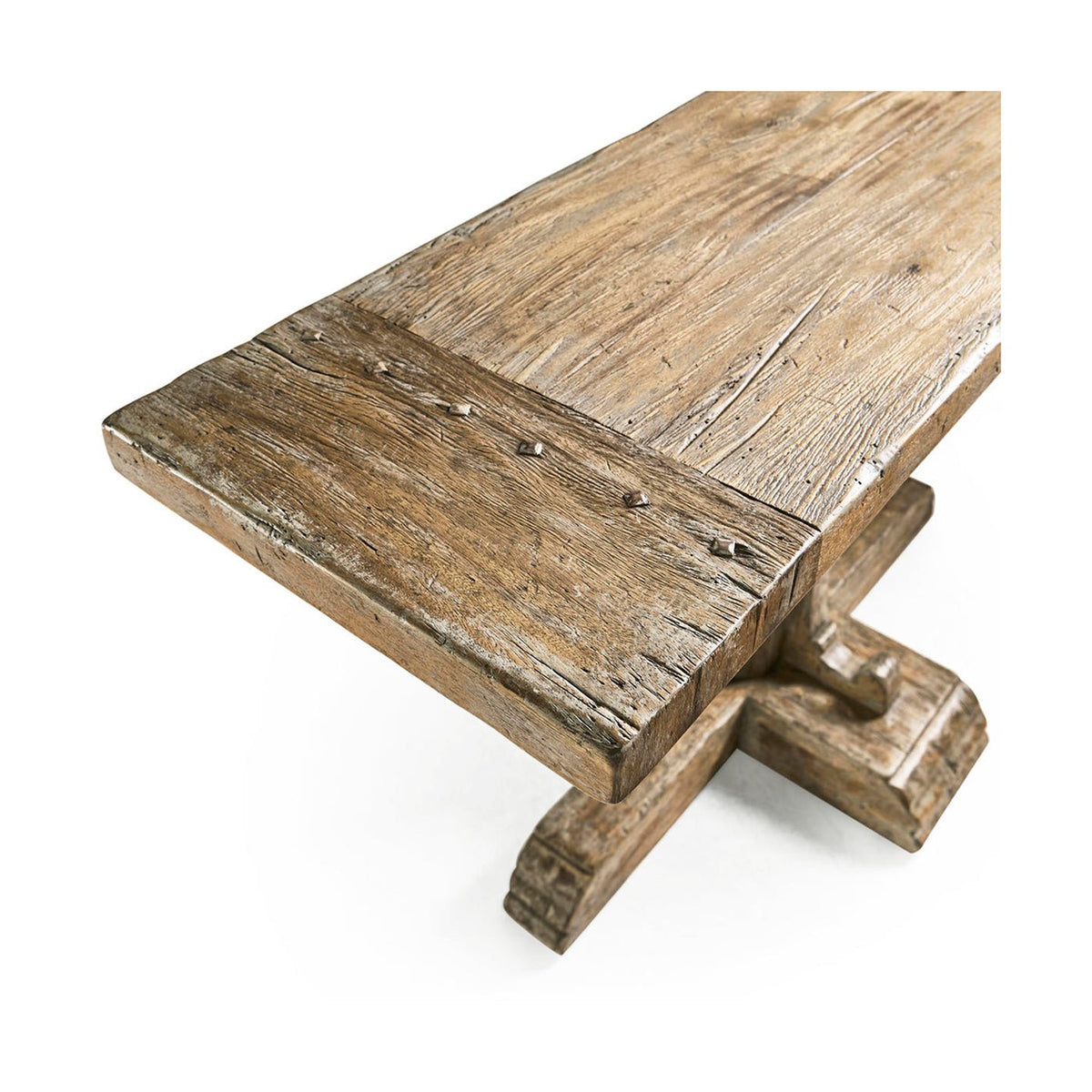 Rustic Farmhouse Trestle Wood Console Table - English Georgian America