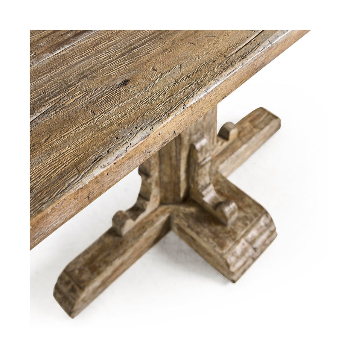 Rustic Farmhouse Trestle Wood Console Table - English Georgian America