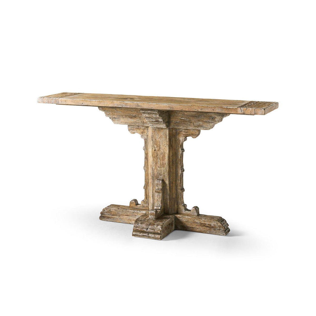 Rustic Farmhouse Trestle Wood Console Table - English Georgian America
