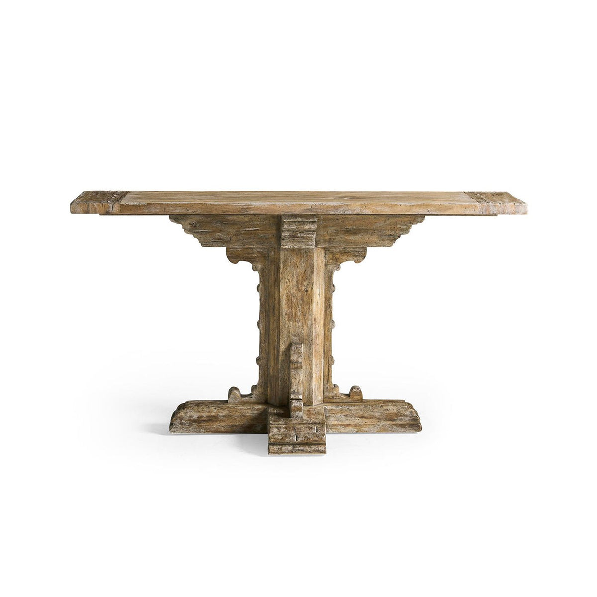 Rustic Farmhouse Trestle Wood Console Table - English Georgian America