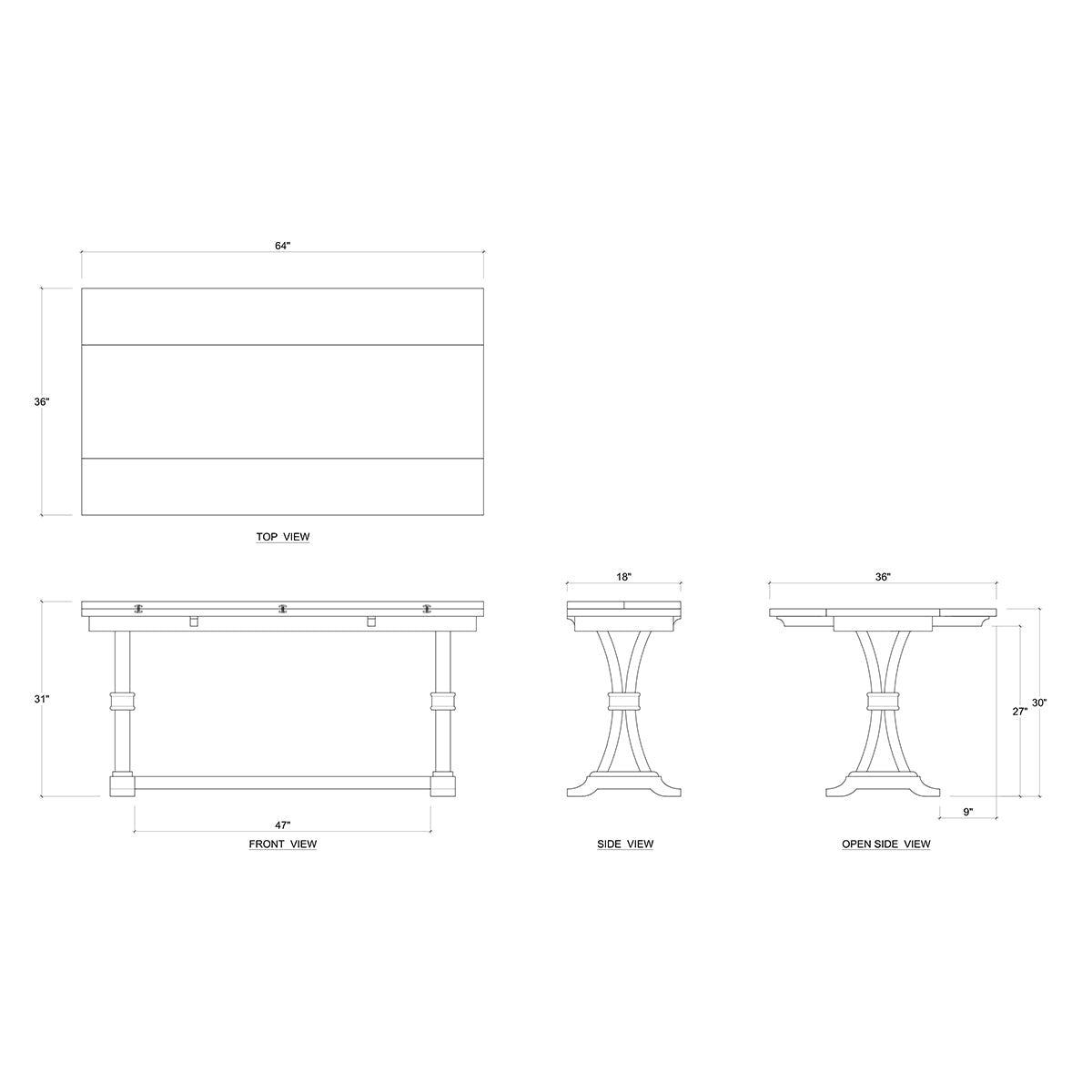 Rustic Fold Out Console Table - English Georgian America