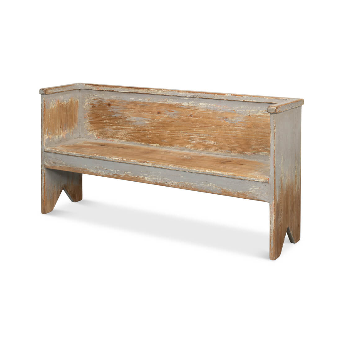 Rustic Gray Painted Bench - English Georgian America
