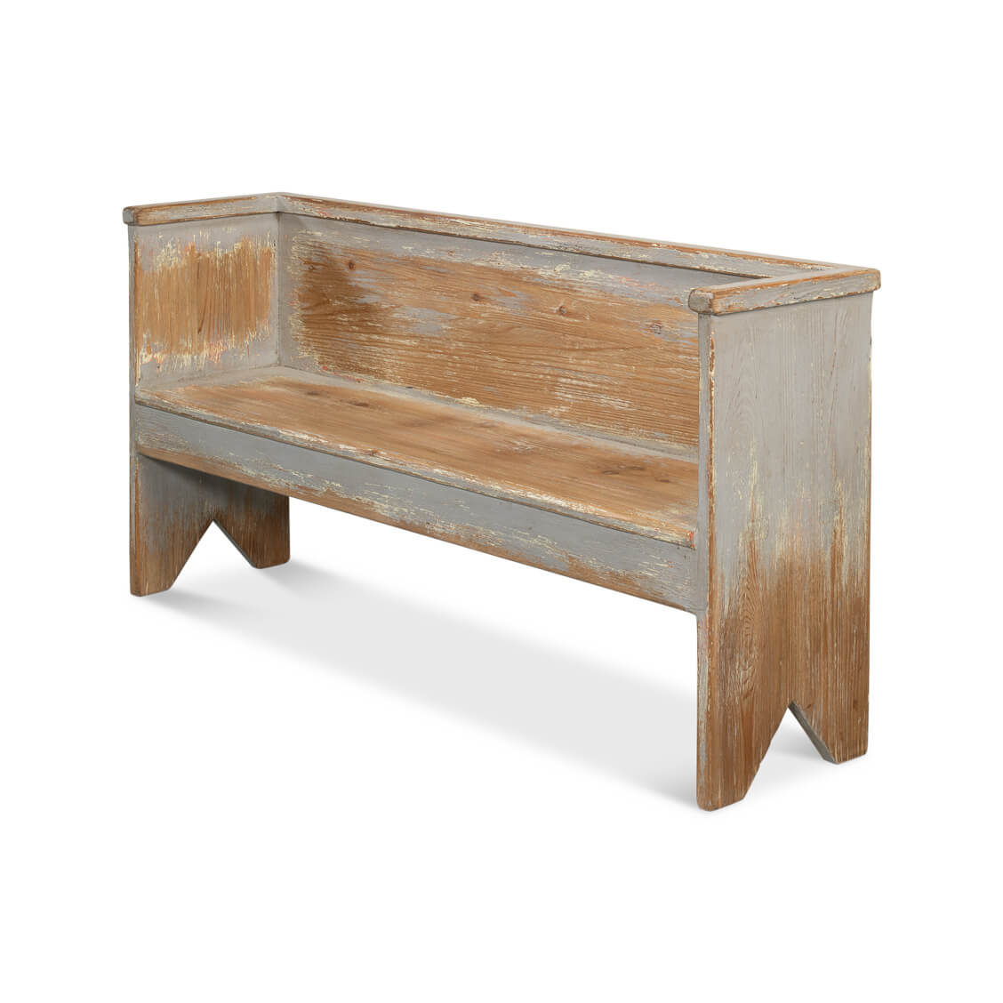 Rustic Gray Painted Bench - English Georgian America