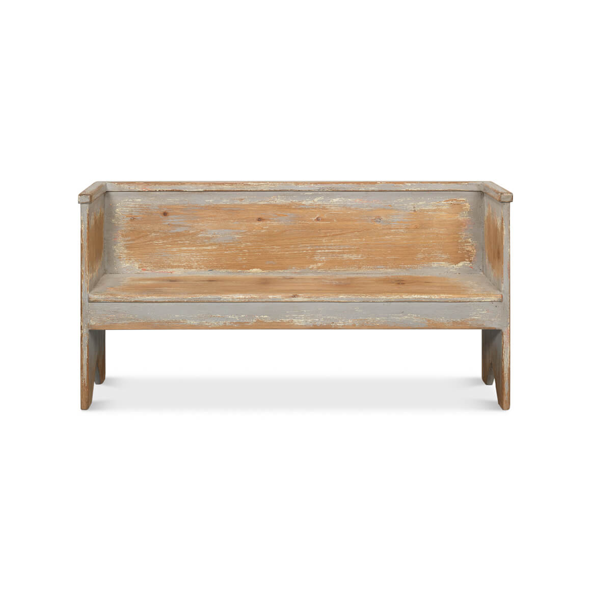 Rustic Gray Painted Bench - English Georgian America