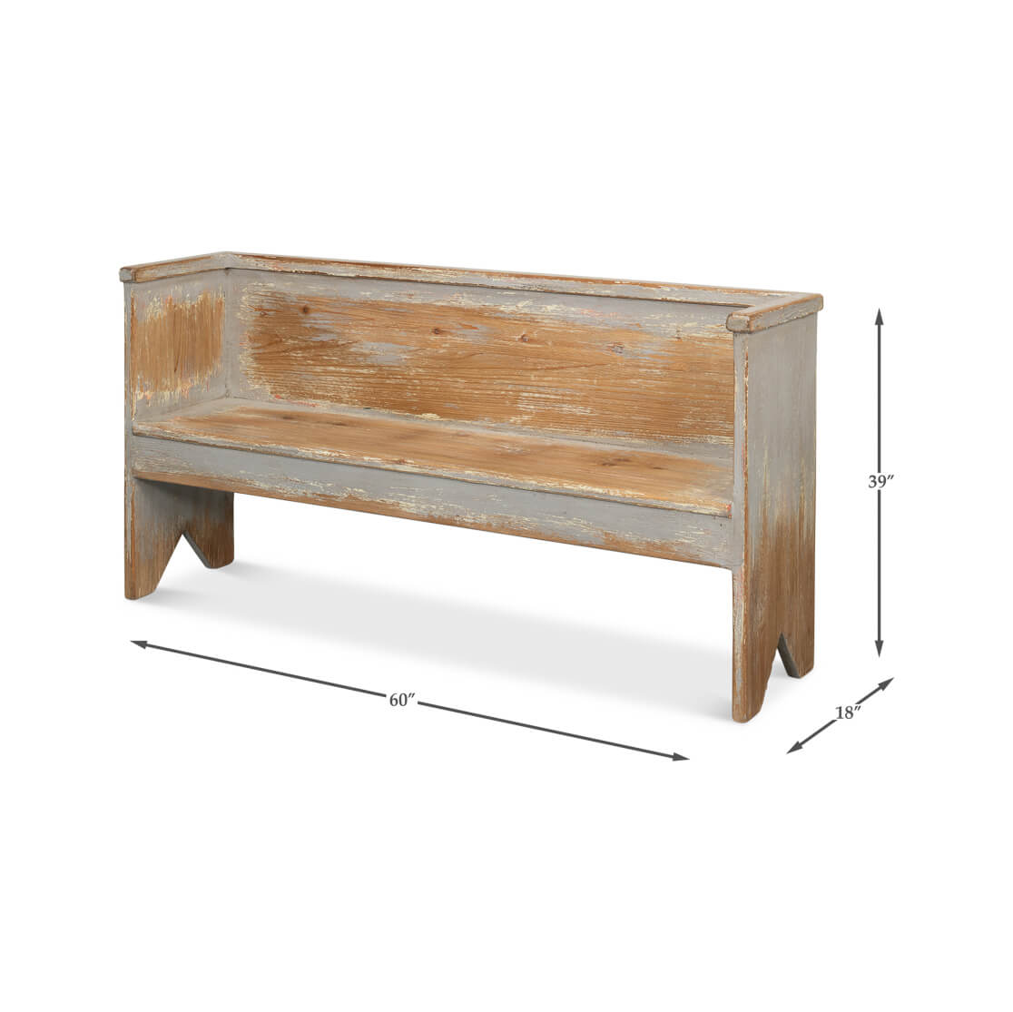 Rustic Gray Painted Bench - English Georgian America