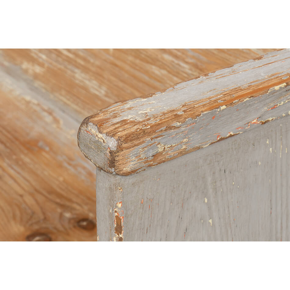 Rustic Gray Painted Bench - English Georgian America