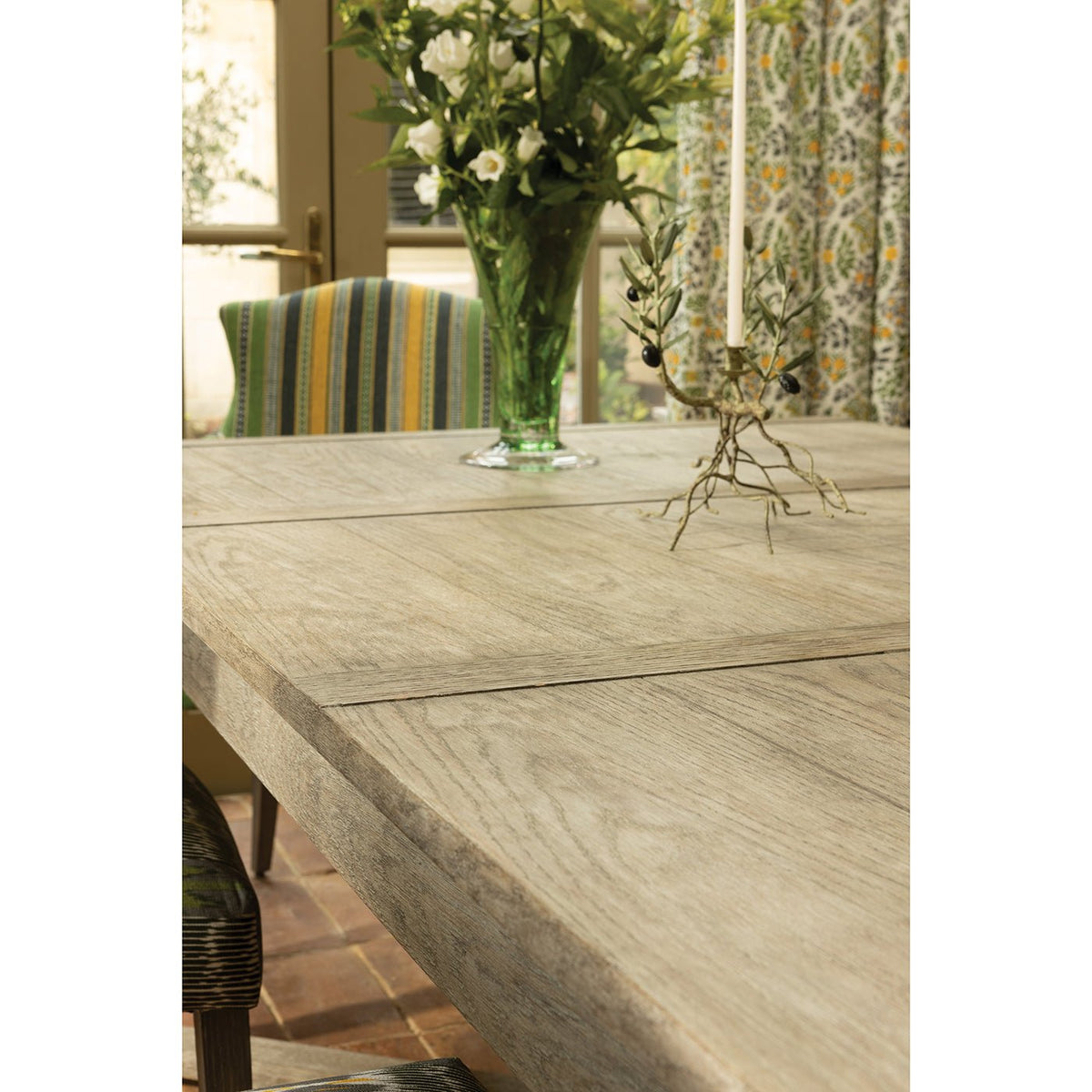 Rustic Grayed Oak Extension Dining Table - English Georgian America