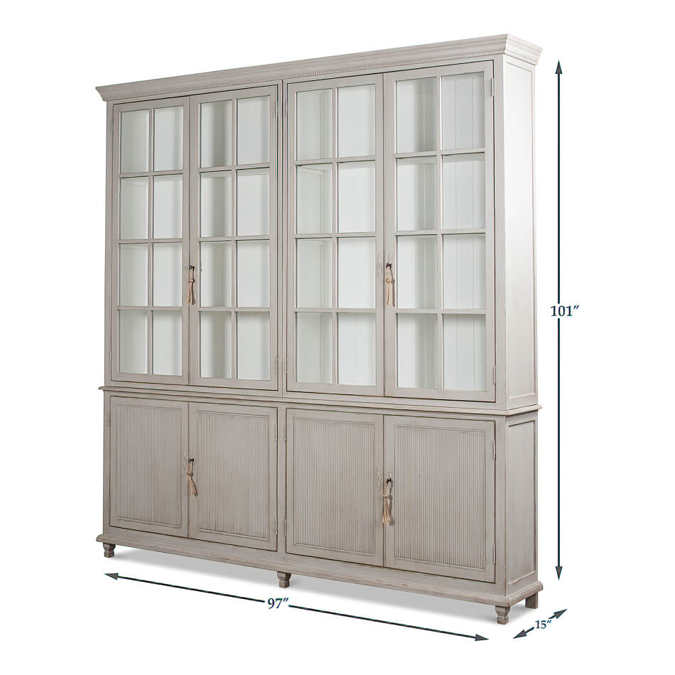 Rustic Grey Painted Bookcase - English Georgian America