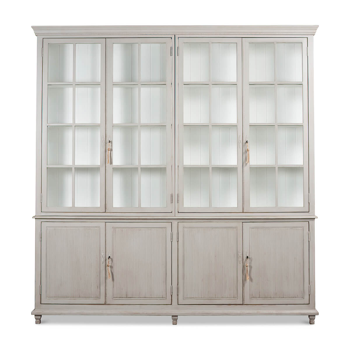 Rustic Grey Painted Bookcase - English Georgian America